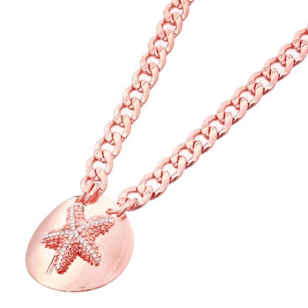 Fabulous Crystal Starfish Rosetone Necklace NWT